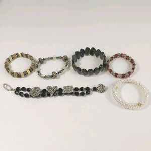 VTG bracelets‎ lot Of 6 Stretchy, Metal, Snake Wearable  Retro Collectible